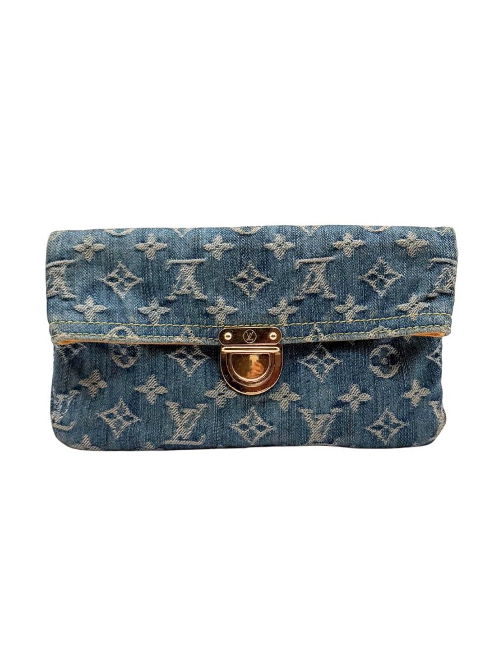 Vintage LOUIS VUITTON Denim Monogram Pochette Plat Clutch